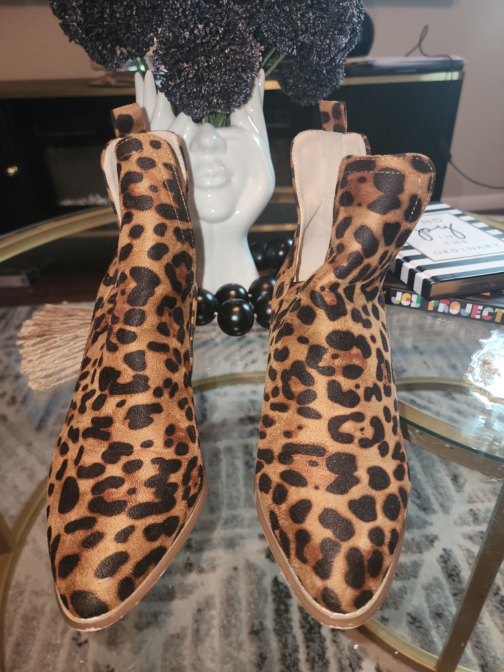 Leopard Print Chelsea Ankle Boots in Brown